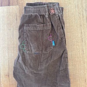 UO Brown Corduroy, Flower Stitched, Pants ~ Size M